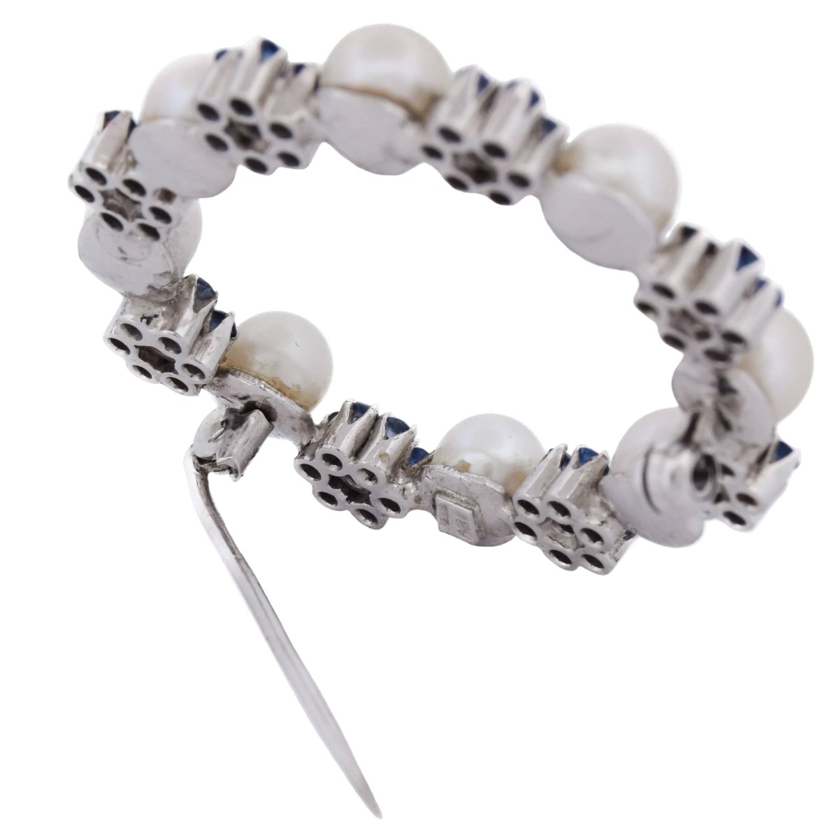 Broche Épingle en or blanc, perles et saphirs - Castafiore
