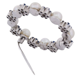 Broche Épingle en or blanc, perles et saphirs - Castafiore