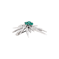 Broche Épingle en or blanc, platine, émeraude et diamants - Castafiore