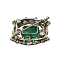 Broche Épingle en or blanc, platine, émeraude et diamants - Castafiore