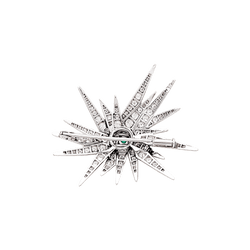 Broche Épingle en or blanc, platine, émeraude et diamants - Castafiore
