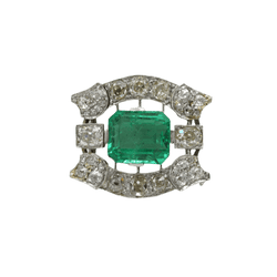 Broche Épingle en or blanc, platine, émeraude et diamants - Castafiore