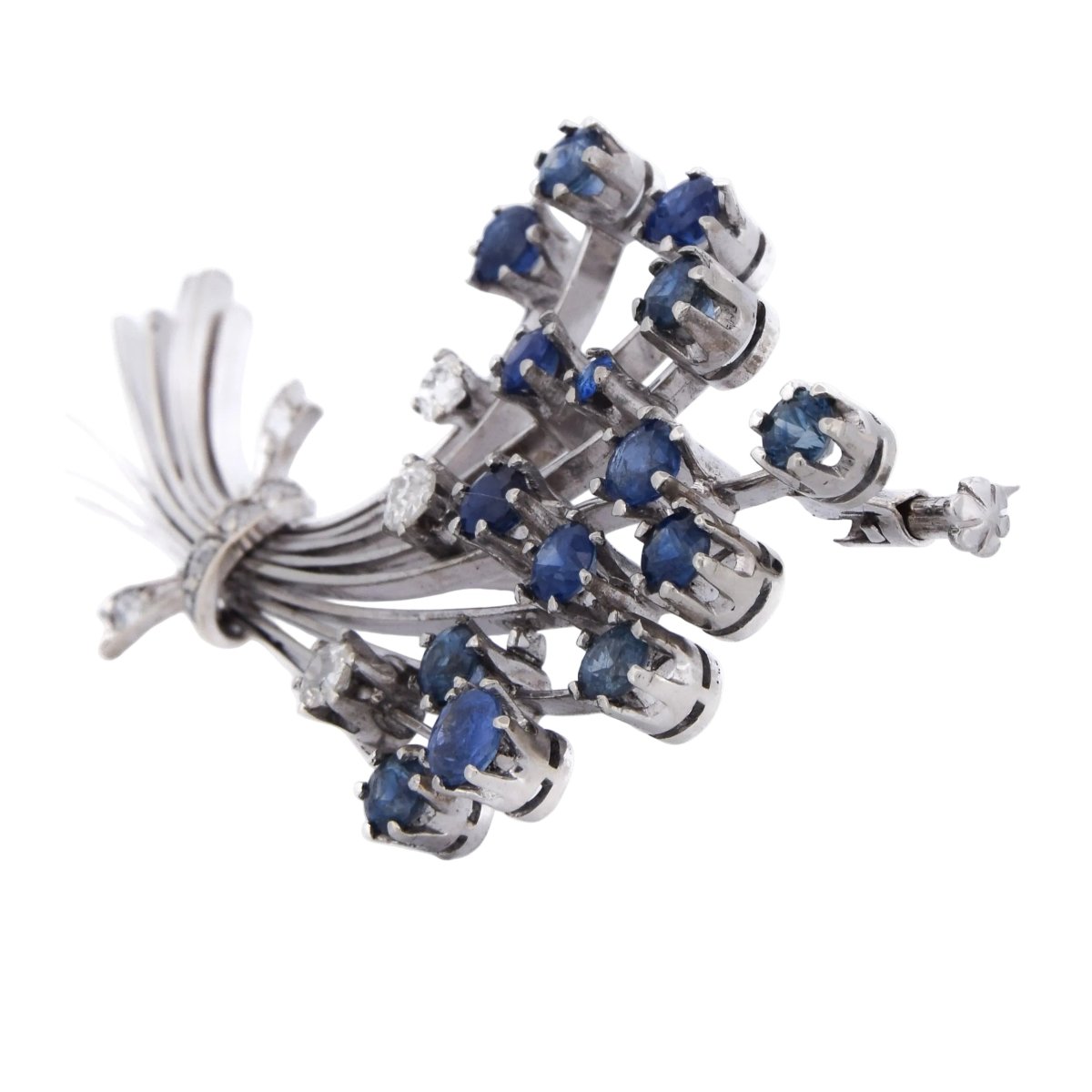 Broche Épingle en or blanc, saphirs et diamants - Castafiore