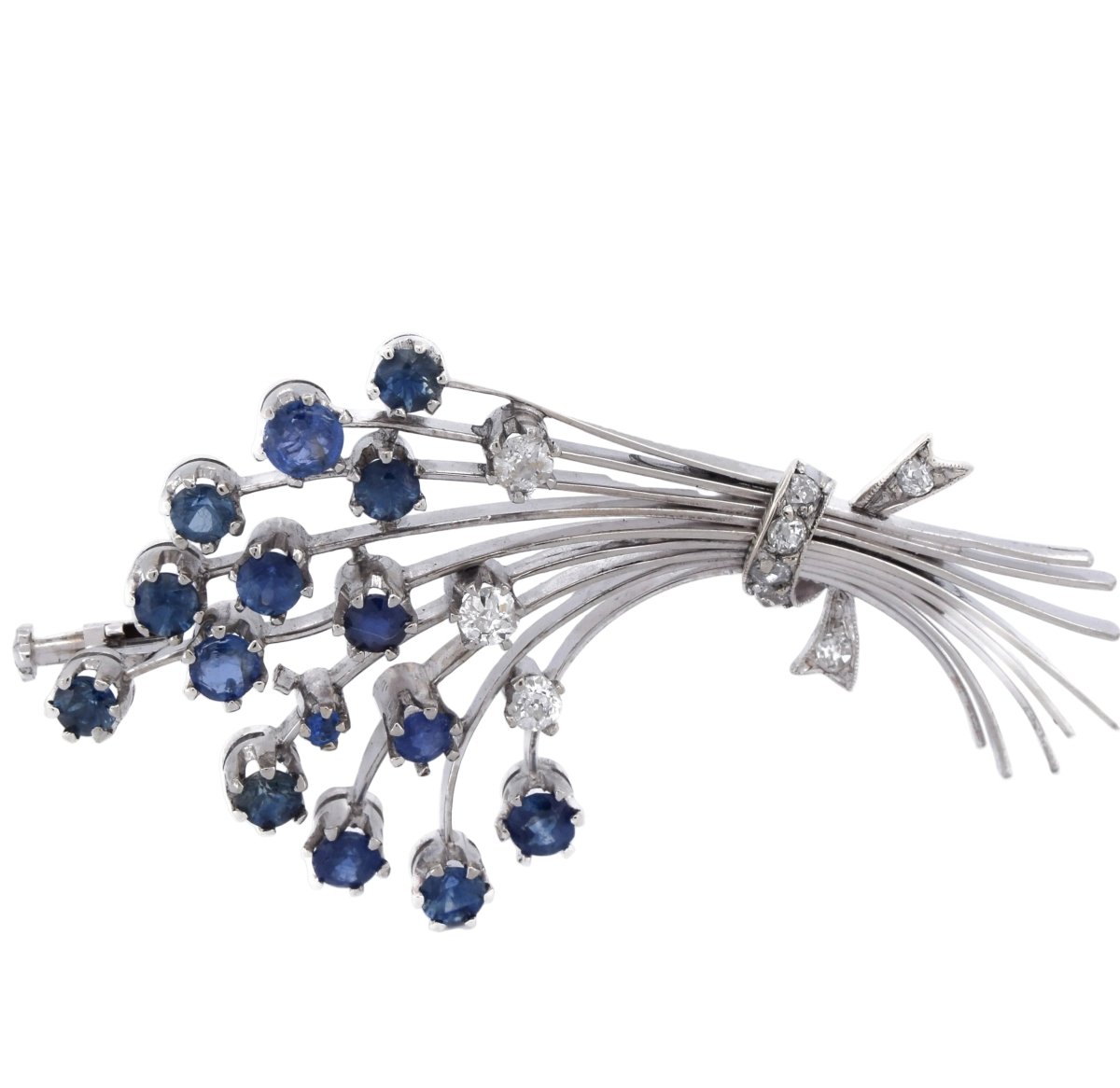 Broche Épingle en or blanc, saphirs et diamants - Castafiore