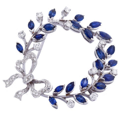Broche Épingle en or blanc, saphirs et diamants - Castafiore