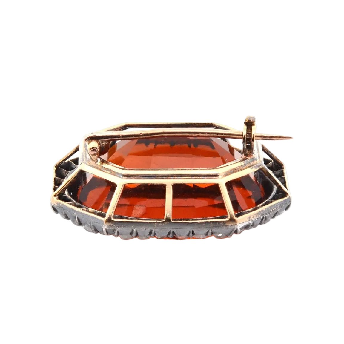 Broche Épingle en or jaune, argent, citrine et diamants - Castafiore