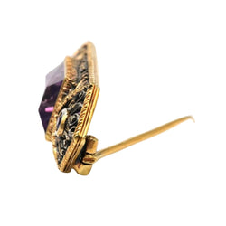 Broche Épingle en or jaune, argent et améthystes - Castafiore