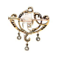 Broche Épingle en or jaune, argent et diamants - Castafiore