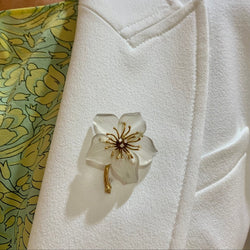 Broche Épingle en or jaune, cristal de roche et diamants - Castafiore