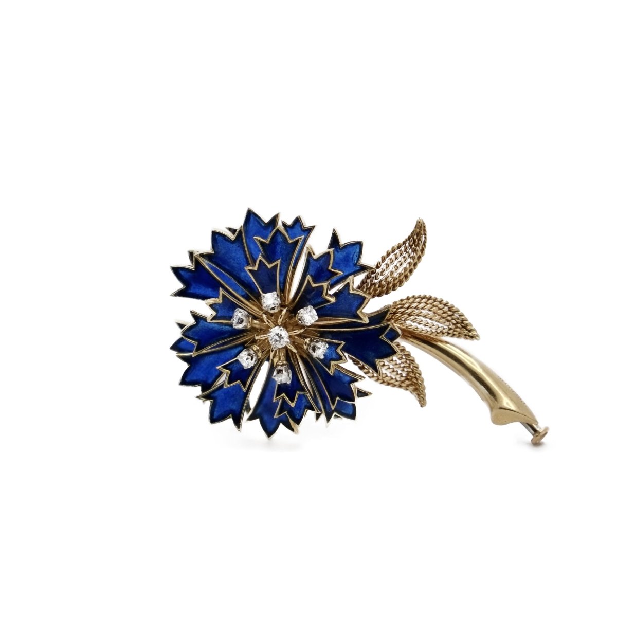 Broche Épingle en or jaune, émail et diamants - Castafiore