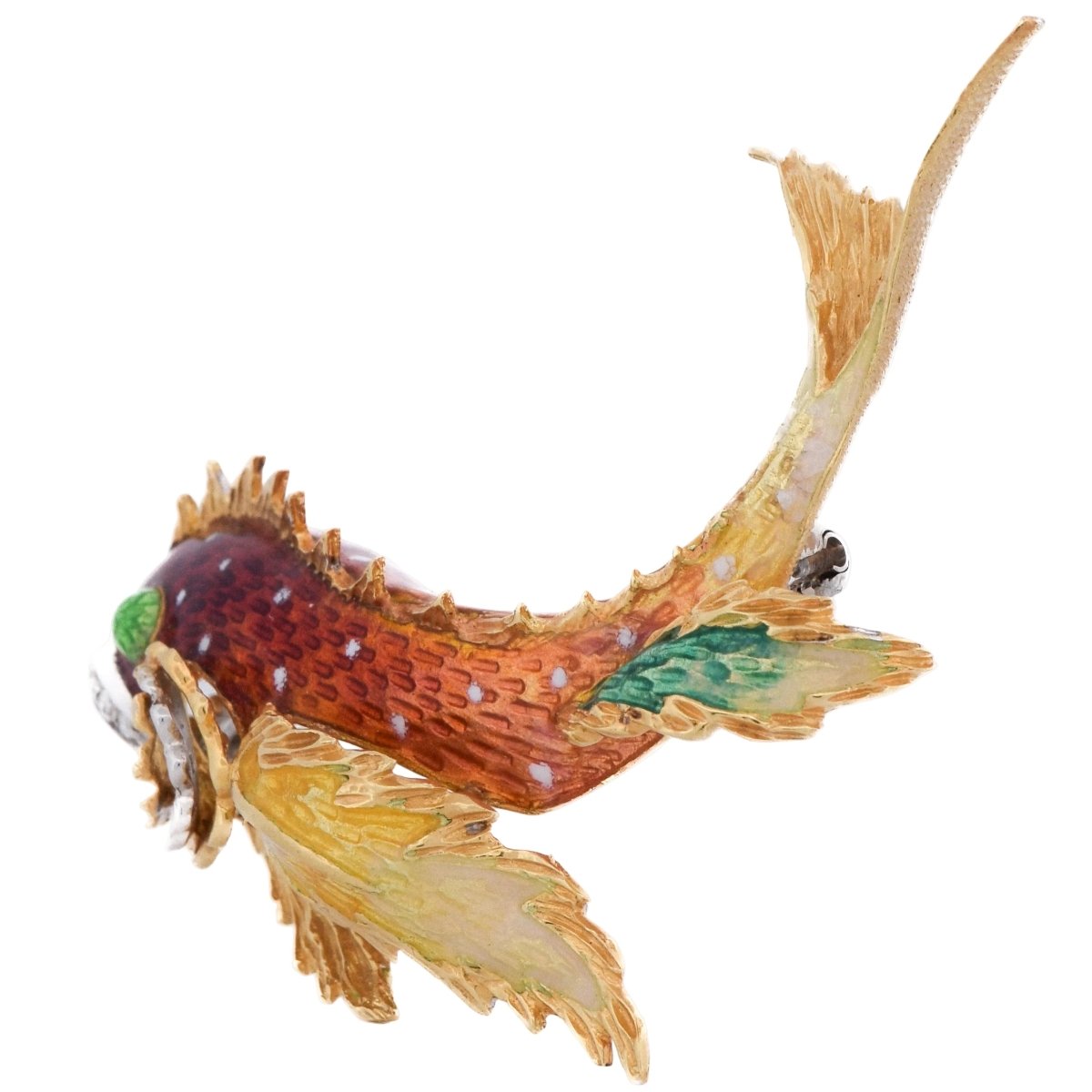 Broche Épingle en or jaune, émail et diamants - Castafiore