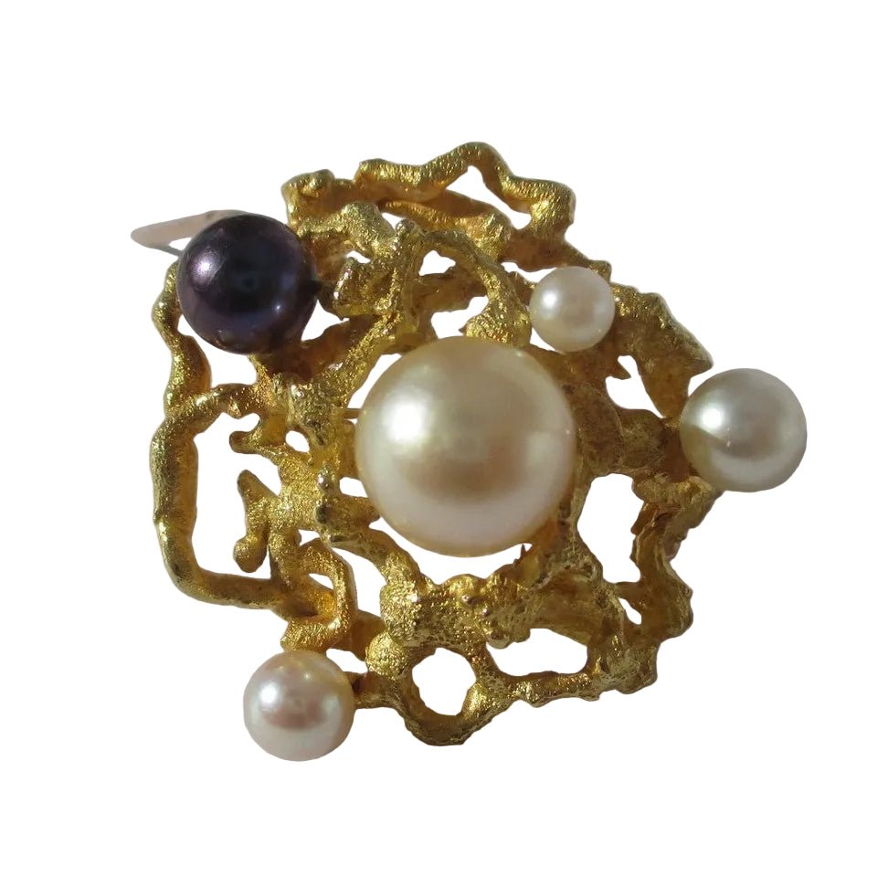 Broche Épingle en or jaune et perles - Castafiore
