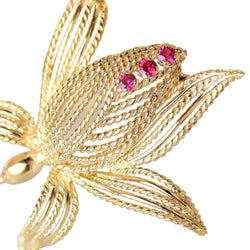 Broche Épingle en or jaune et rubis - Castafiore
