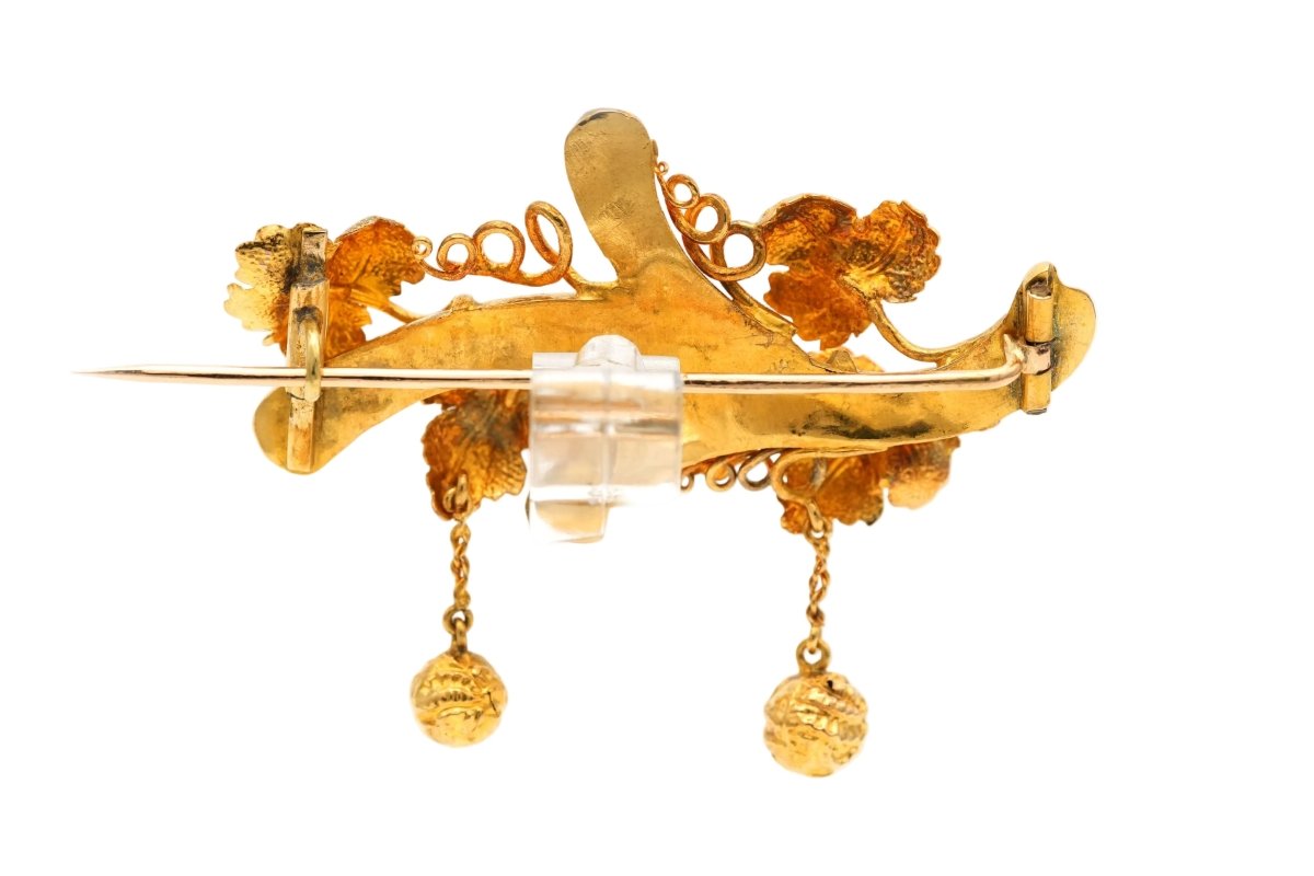 Broche Épingle en or jaune et turquoises - Castafiore