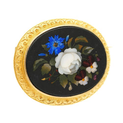 Broche Épingle en or jaune, jaspe, lapis-lazuli, nacre et opale - Castafiore