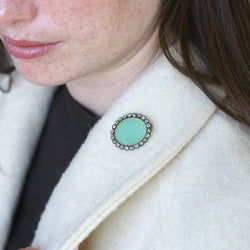 Broche Épingle en or jaune, or rose, argent, chrysoprase et diamants - Castafiore