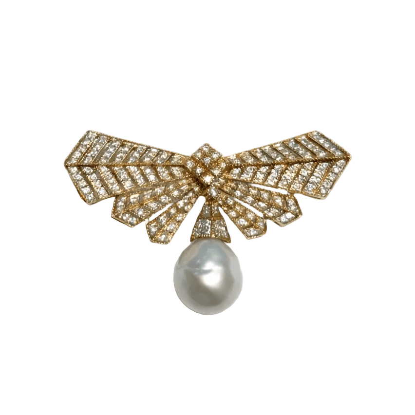 Broche Épingle en or jaune, perle et diamants - Castafiore