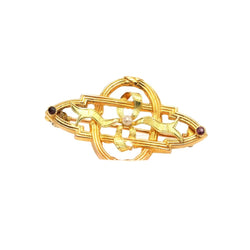 Broche Épingle en or jaune, perle et rubis - Castafiore
