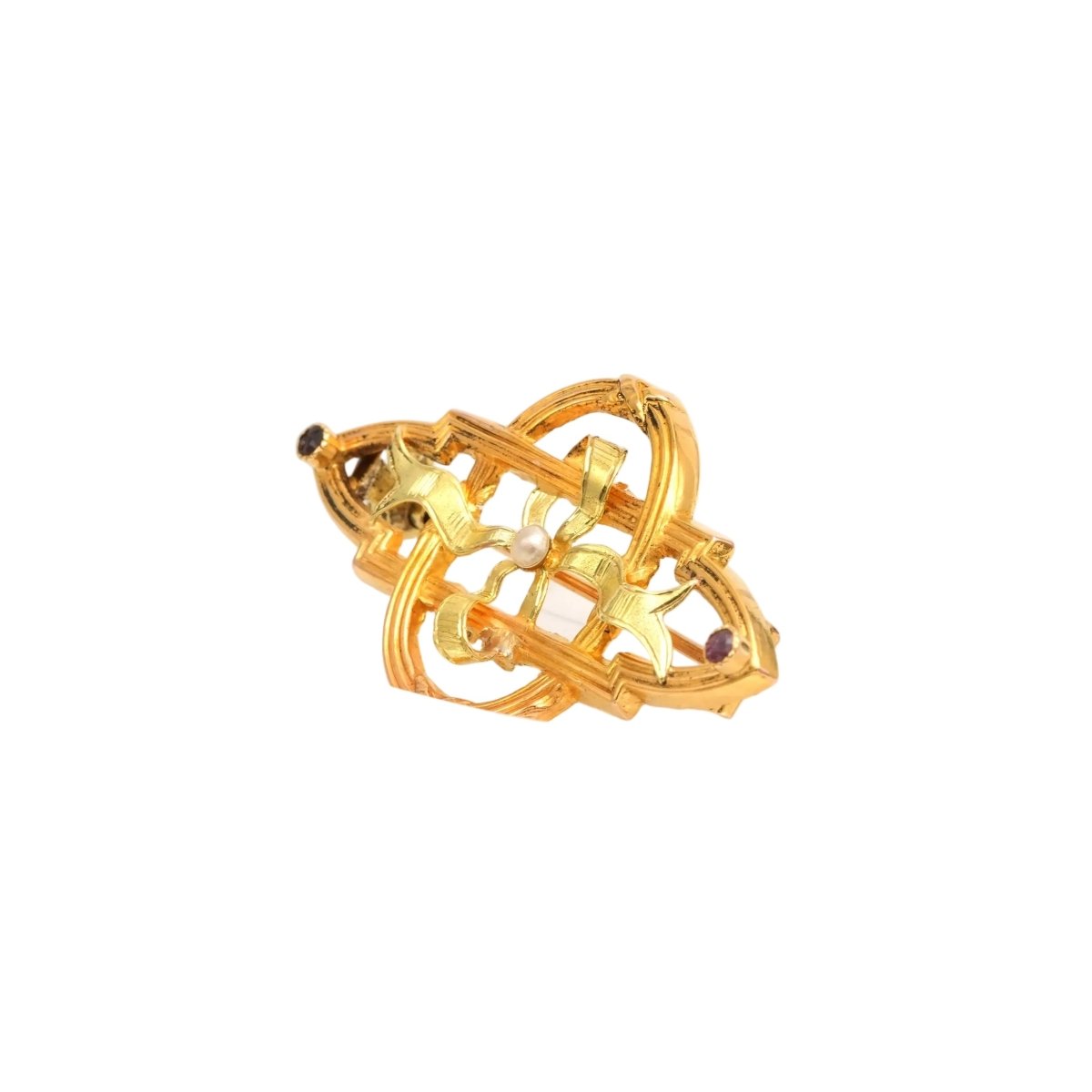 Broche Épingle en or jaune, perle et rubis - Castafiore
