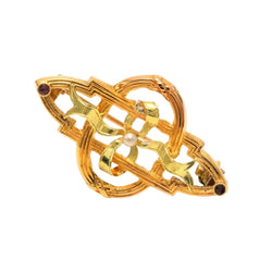 Broche Épingle en or jaune, perle et rubis - Castafiore
