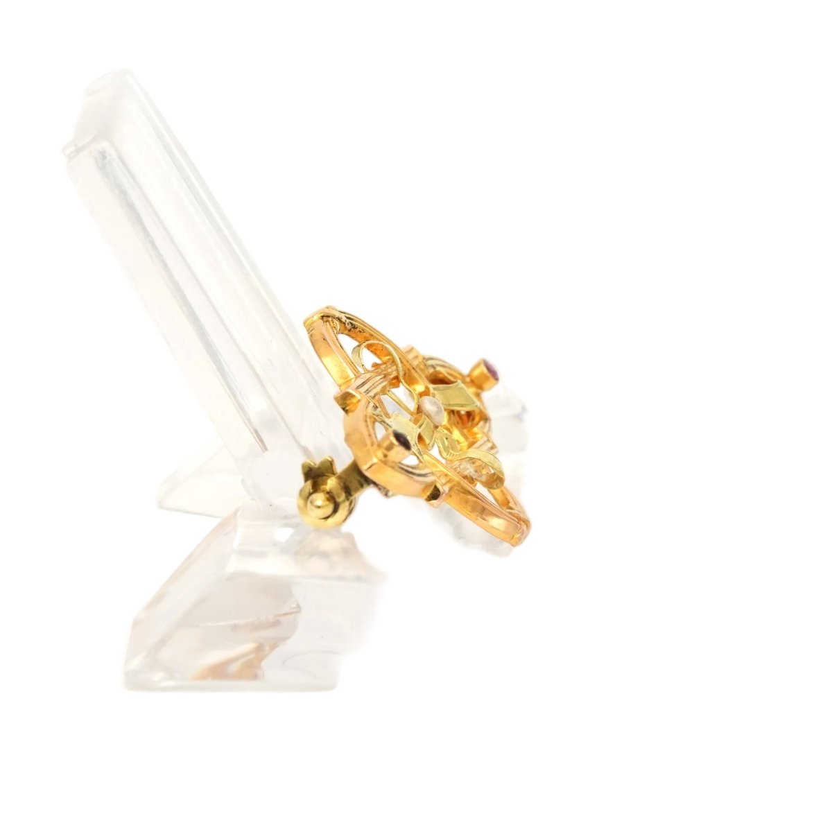Broche Épingle en or jaune, perle et rubis - Castafiore