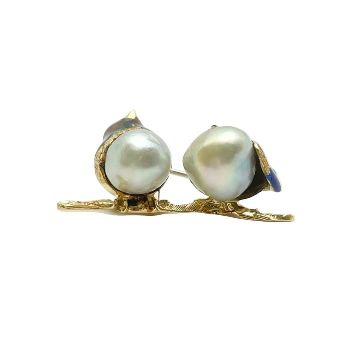 Broche Épingle en or jaune, perles et émail - Castafiore