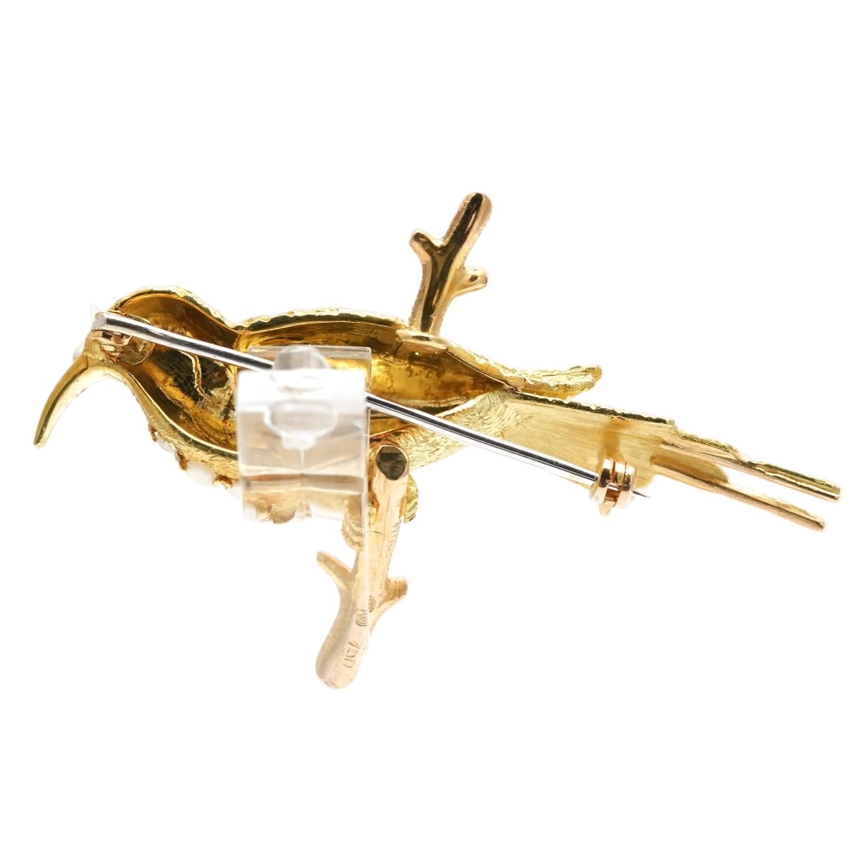 Broche Épingle en or jaune, perles et rubis - Castafiore