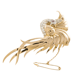Broche Épingle en or jaune, platine, rubis et diamants - Castafiore