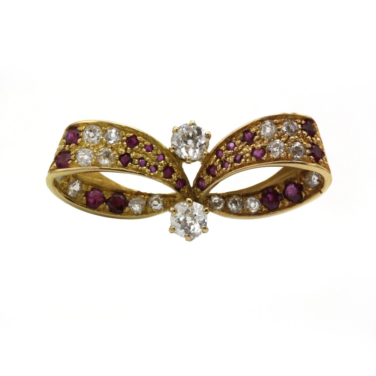 Broche Épingle en or jaune, rubis et diamants - Castafiore
