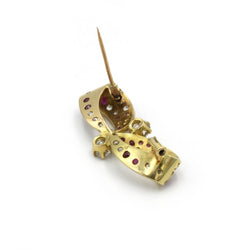 Broche Épingle en or jaune, rubis et diamants - Castafiore