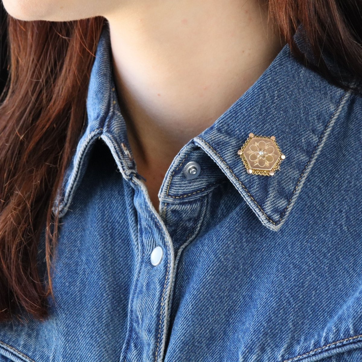 Broche Épingle en or rose et perle - Castafiore