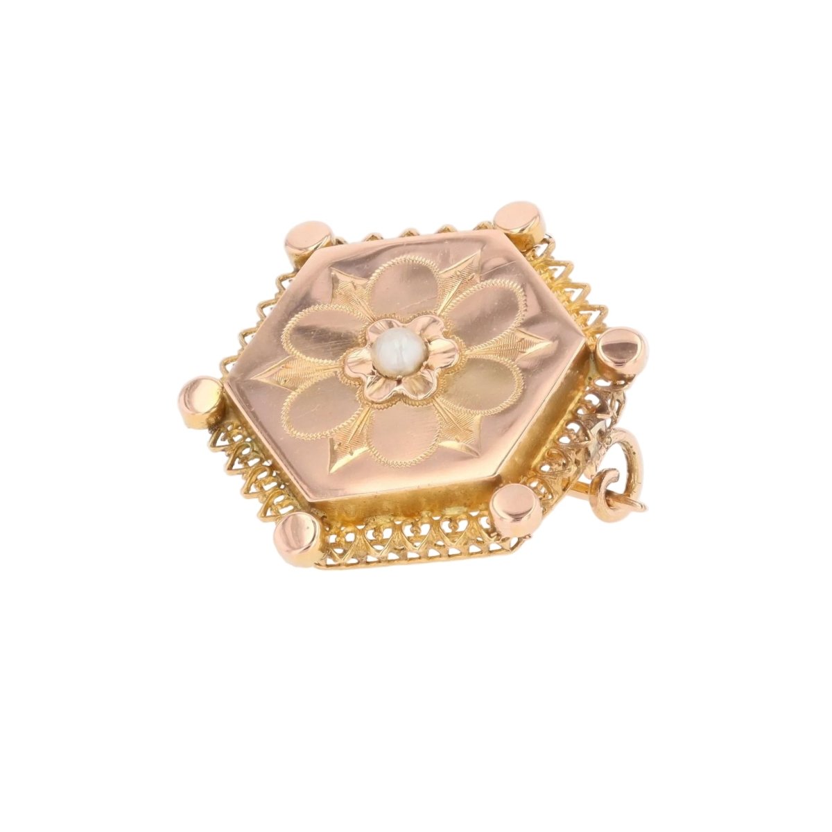 Broche Épingle en or rose et perle - Castafiore