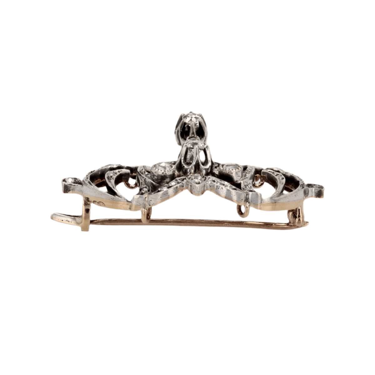 Broche Épingle en or rose, or jaune, argent et diamants - Castafiore