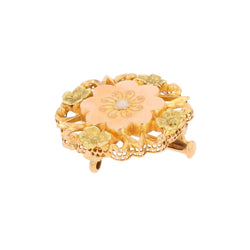 Broche Épingle en or rose, or vert et perles - Castafiore