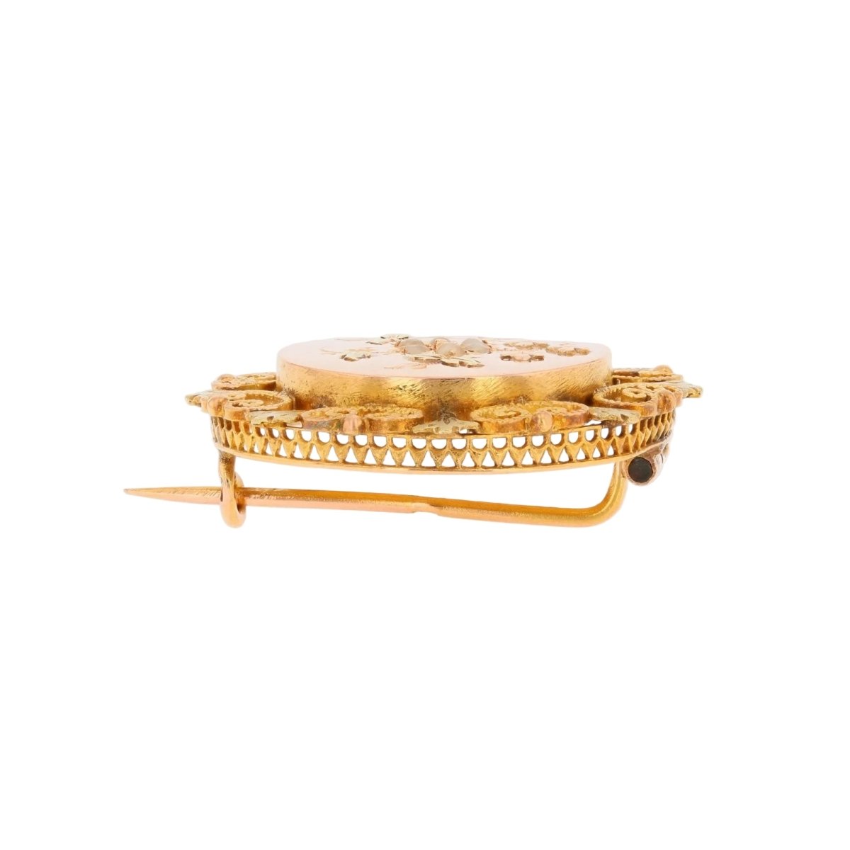 Broche Épingle en or rose, or vert et perles - Castafiore