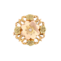 Broche Épingle en or rose, or vert et perles - Castafiore