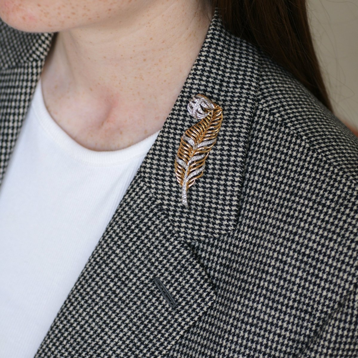 Broche Épingle en or rose, platine et diamants - Castafiore