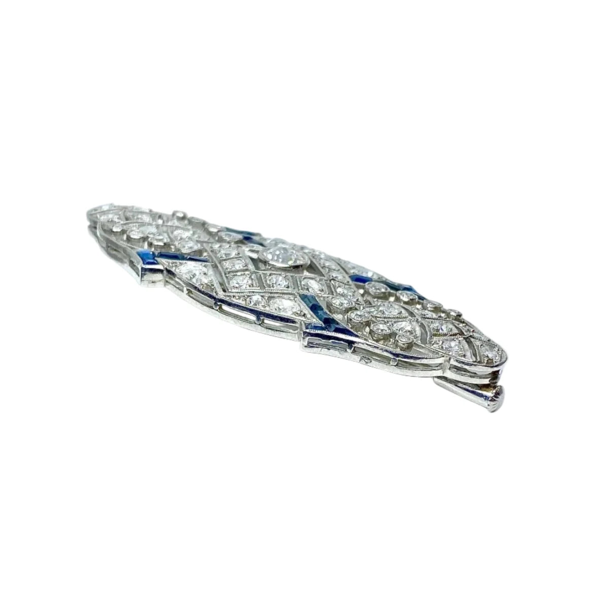 Broche Épingle en platine, saphirs et diamants - Castafiore