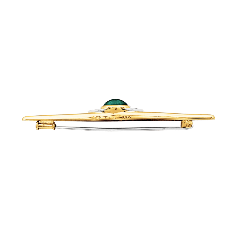 Broche Épingle VAN CLEEF & ARPELS en or jaune, platine, chrysoprase et diamants - Castafiore