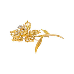 Broche Fleur Or jaune Diamant - Castafiore
