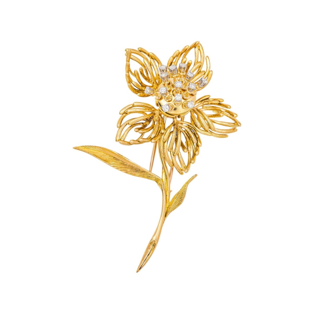 Broche Fleur Or jaune Diamant - Castafiore