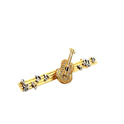 Broche Guitare en or blanc, or jaune et diamants - Castafiore