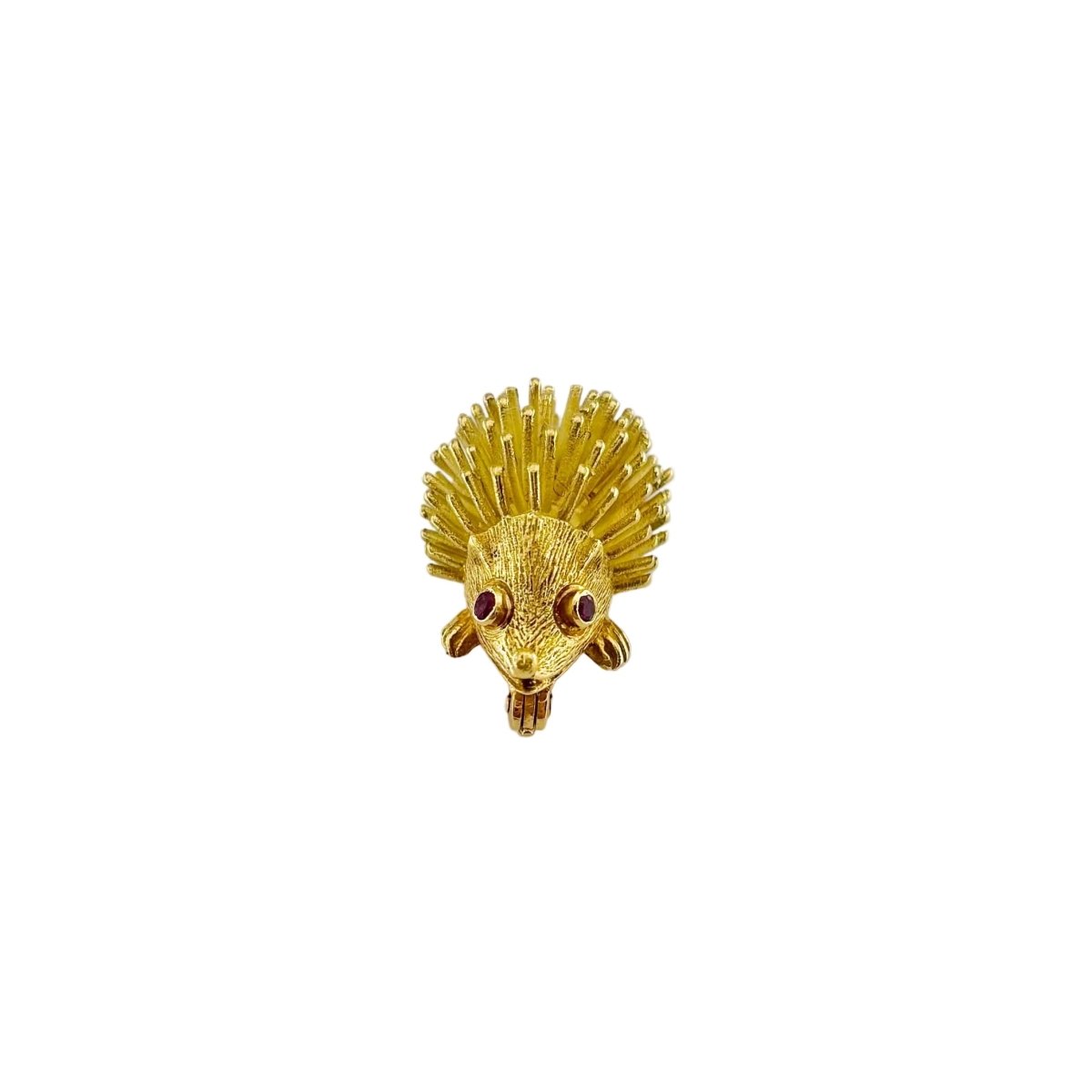 Broche Hérisson en or jaune et rubis - Castafiore