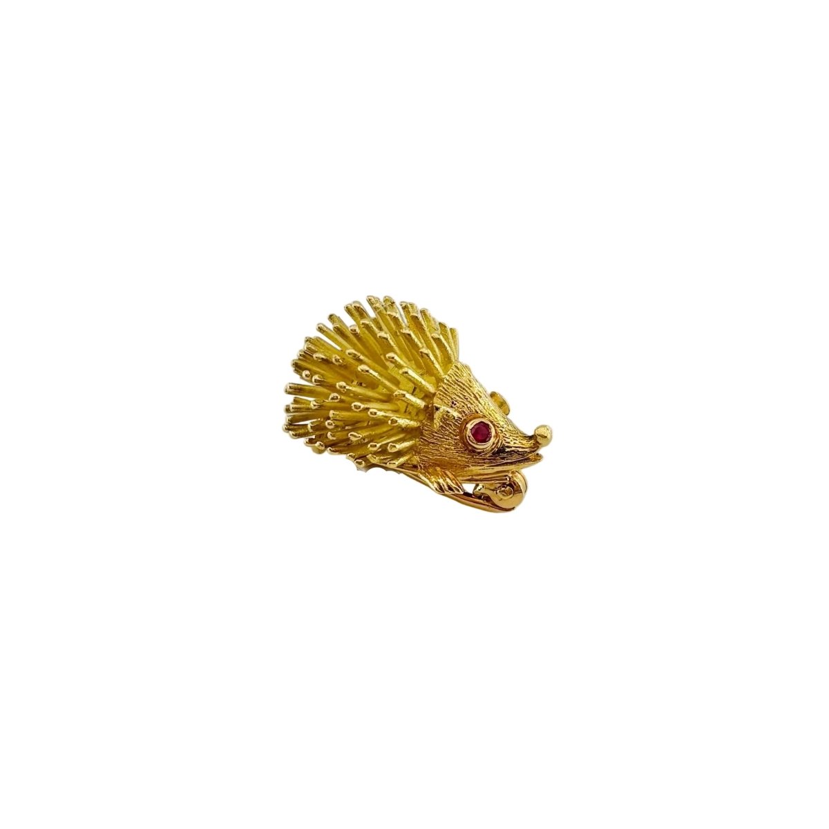 Broche Hérisson en or jaune et rubis - Castafiore