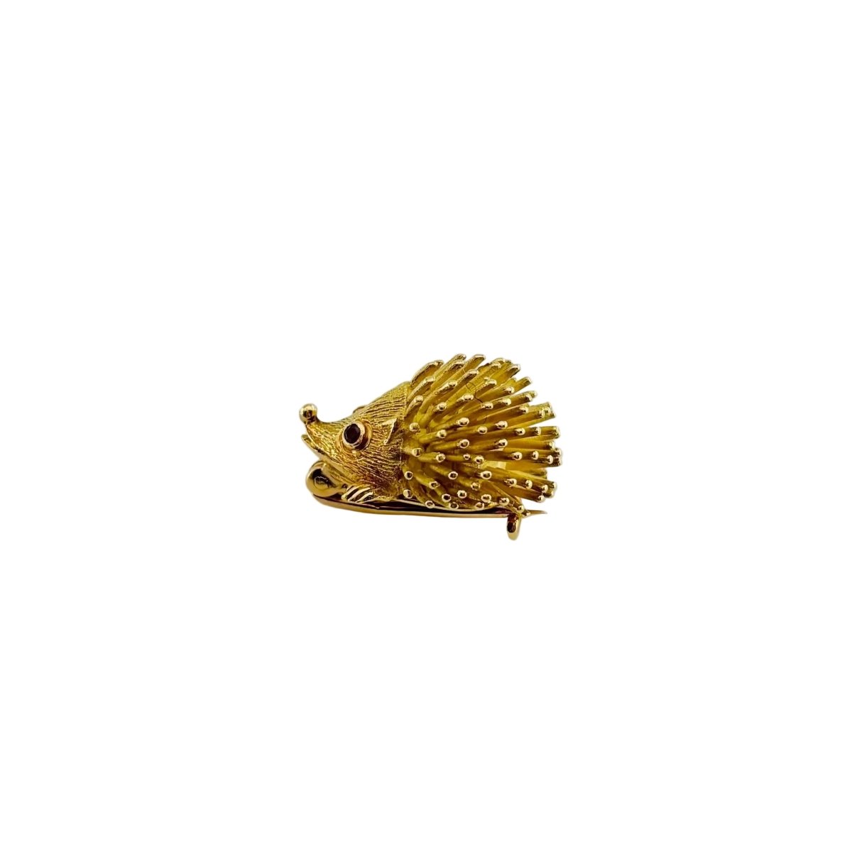 Broche Hérisson en or jaune et rubis - Castafiore