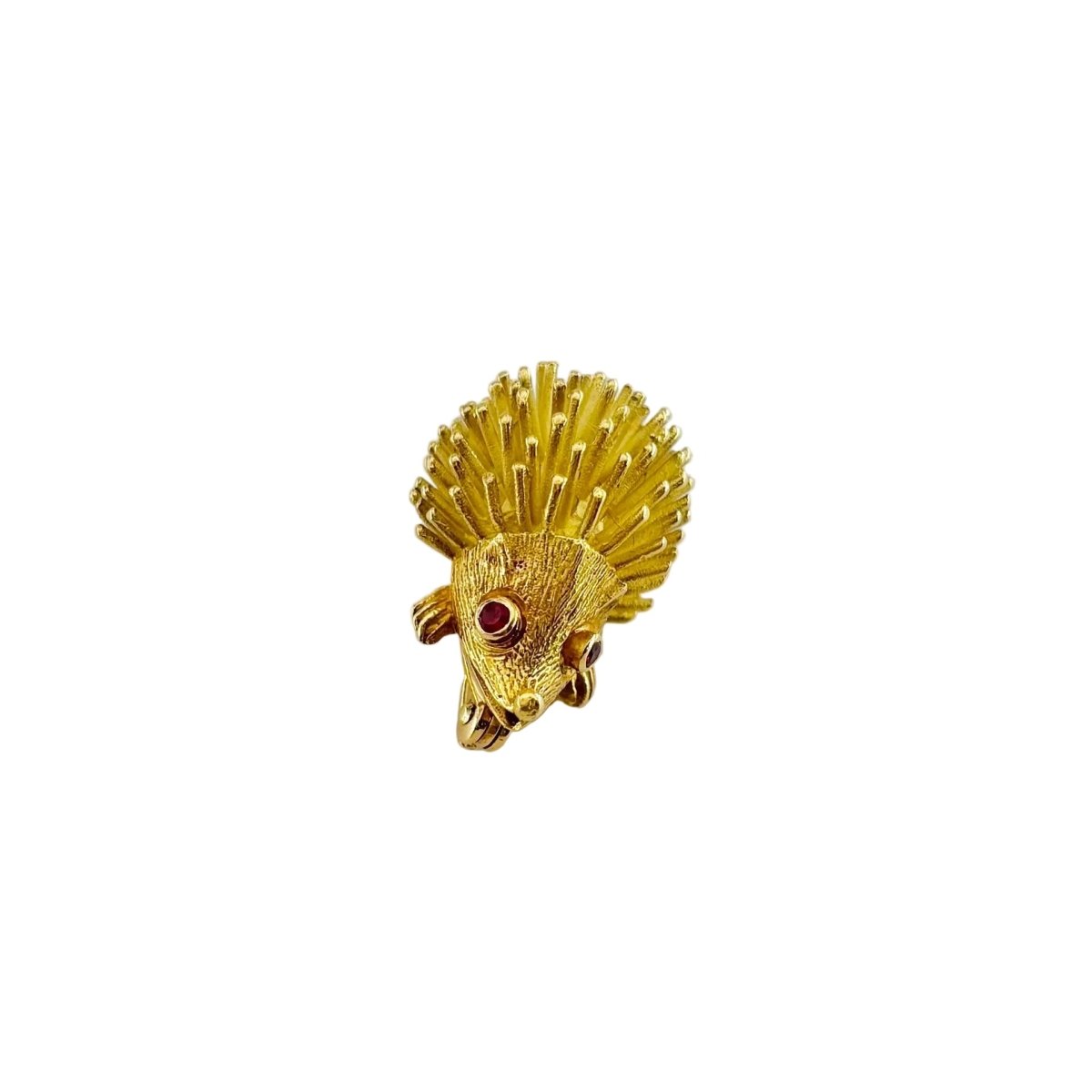 Broche Hérisson en or jaune et rubis - Castafiore