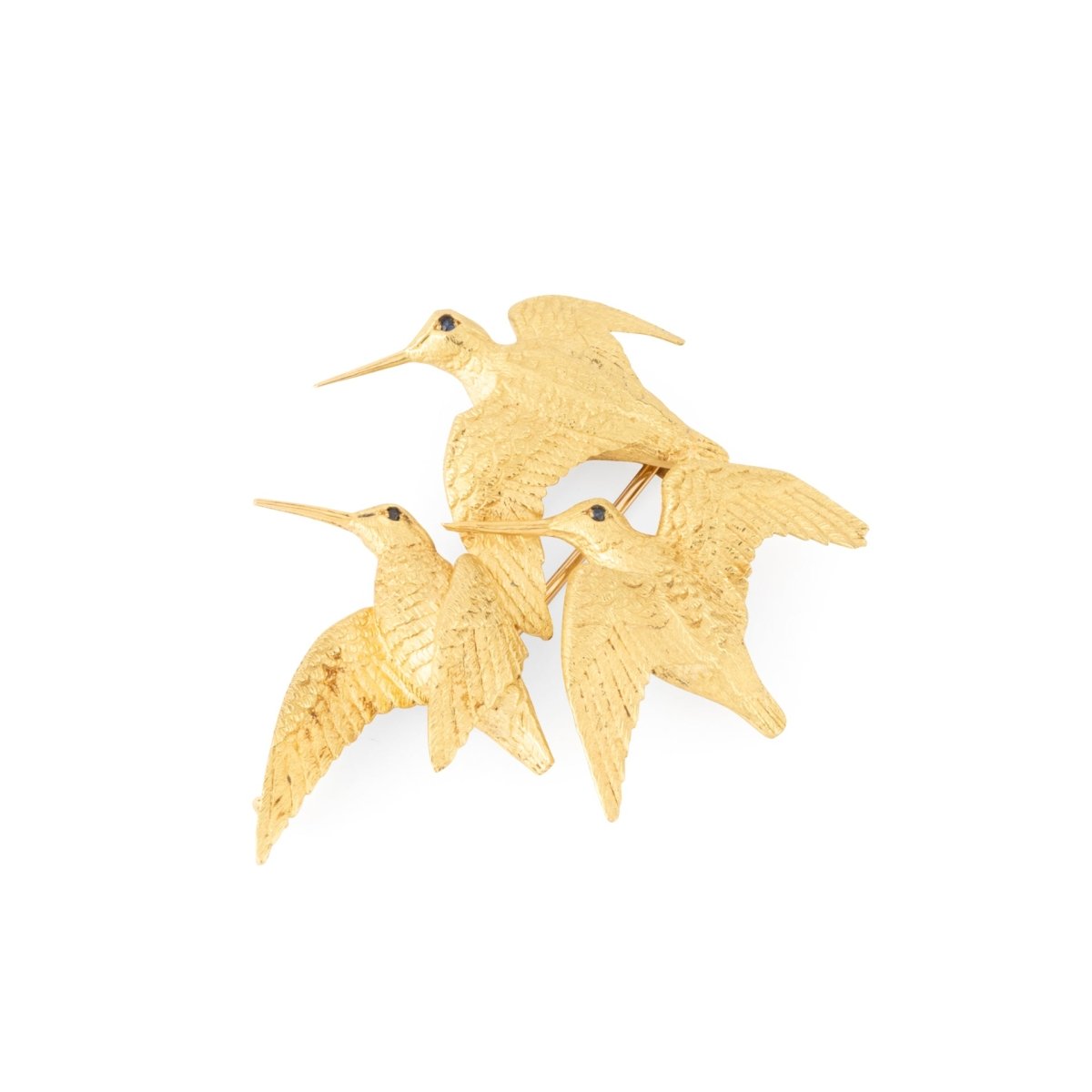 Broche HERMÈS "Bécasses" en or jaune par GEORGES LENFANT - Castafiore