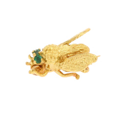Broche Abeille en or jaune et émeraudes