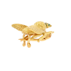 Broche Abeille en or jaune et émeraudes