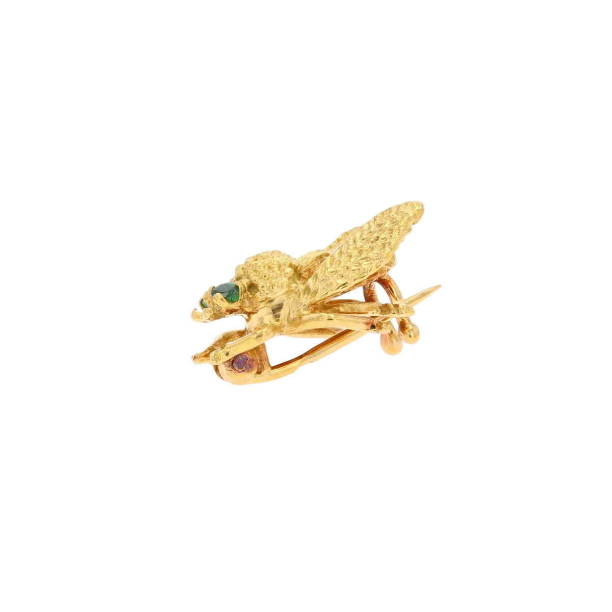 Broche Abeille en or jaune et émeraudes